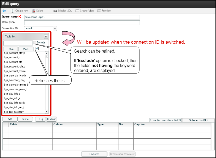 Query Creation — intra-mart Accel Platform / ViewCreator Administrator ...