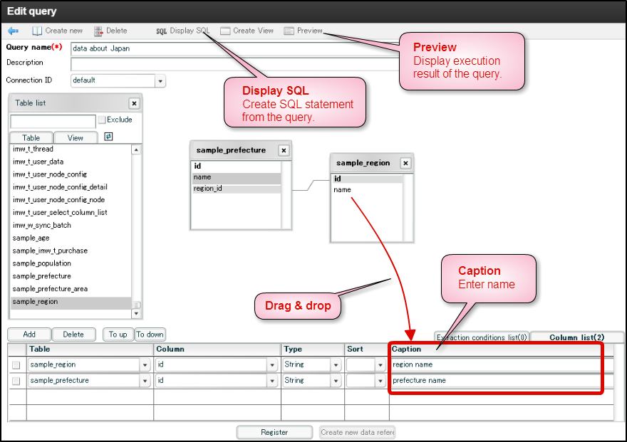 Query Creation — intra-mart Accel Platform / ViewCreator Administrator ...
